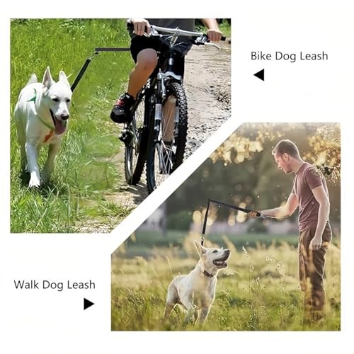 Fahrradleine für Hunde,Freihändiges Hunde Fahrrad Trainingsleine,Teleskop Fahrradleine Hund,Abnehmbar Hände Frei Fahrrad-Hundeleine,Fahrrad Hundeleine für Training,Joggen,Radfahren und Outdoor