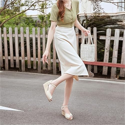 Elegance Canvas Wedges Peep Toe Sandals Shoes Women2