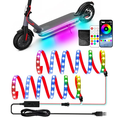 Keiurot LED-Lichtstreifen für Roller, Nachtfahrten, 5 V, Skateboard-Lichter, APP-Steuerung, RGB-wasserdicht, Elektroroller, LED-Lichtzubehör, 2-in-1