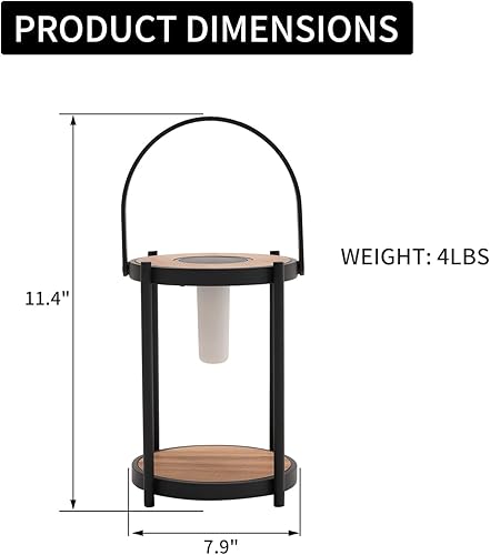 Miniatura 4 de Luces solares al aire libre con llama parpadeante para exteriores, lámpara de mesa de aluminio para patio, jardín, gris oscuro