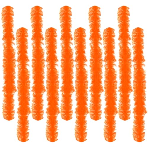 10 pcs Feather Boas 5ft Artificial Fluffy Boas Colorful Feather Boas Set for Women Costume Halloween Wedding Christmas (10 Orange)