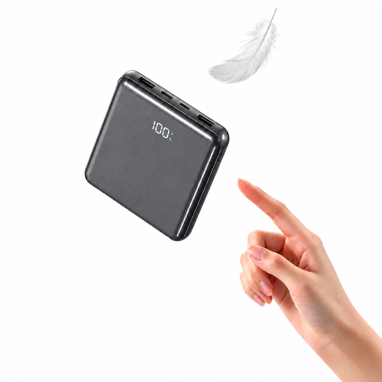 Batterie Externe 20000mAh 74Wh avec 4 Câbles Intégrés (Noir)