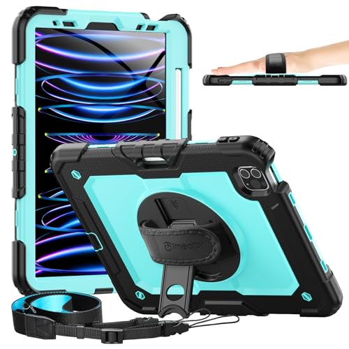 Coque iPad Pro 11 2021 antichoc avec béquille rotative 360 et porte-stylet intégrés