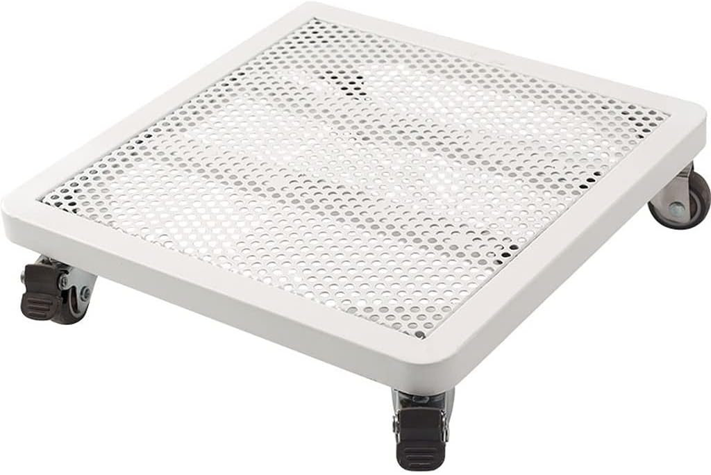 Plant Caddy， Square Metal Planter Caddy, 360lb Capacity Flower Pot Mover for Indoor Outdoor(White,18")