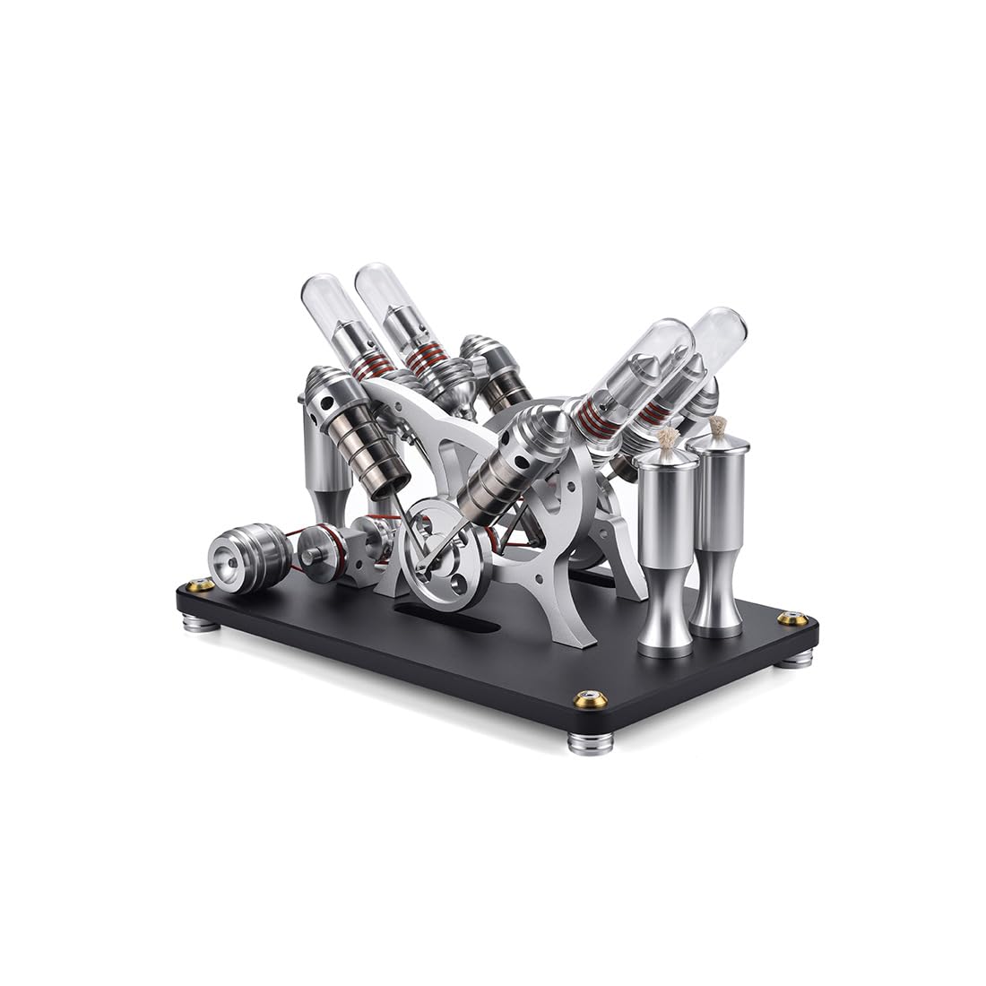 Motor Stirling Engine, metal de arranque V4 4 cilindros Stirling Motor Modelo, Motor de combustión externa Stirling Motor Kit de construcción de juguete educativo