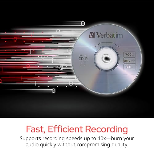 Image of Verbatim Music CD-R 40X 80 Minute 700 MB Blank Recordable Audio Discs 25pk Spindle