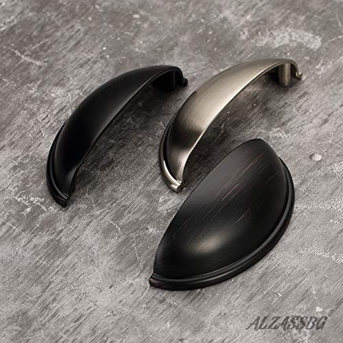 Alzassbg 10 Pack Oil Rubbed Bronze Cabinet Cup Pulls, 3 Inch(76Mm) Hole Centers Cabinet Handles Hardware Bin Cup Drawer Pulls Handles Al3031Orb #TOP1
