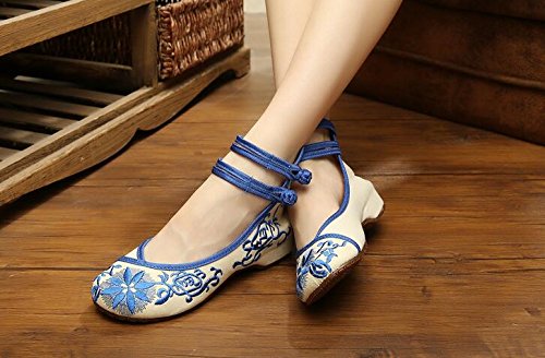 Lazutom Vintage Chinese Style Women Embroidered Shoes Mary Jane Qipao Dress Shoes2