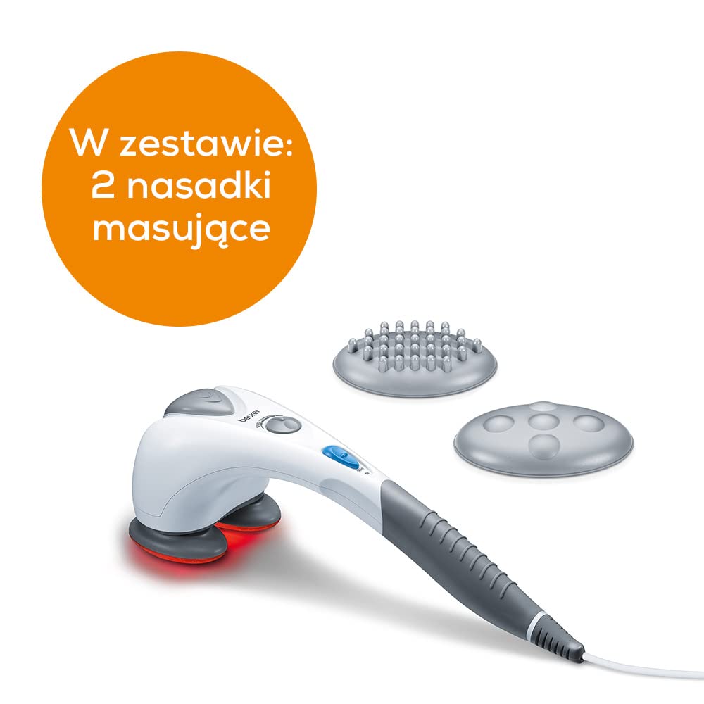 Beurer MG 80 Masażer na podczerwień, masaż stożkowy, do masażu pleców, szyi, ramion, nóg, dwie różne przystawki, funkcja ogrzewania podczerwienią