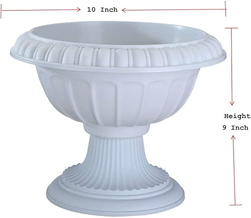 JOEN - Maceta tradicional de plástico para interiores y exteriores, 2 unidades, color blanco