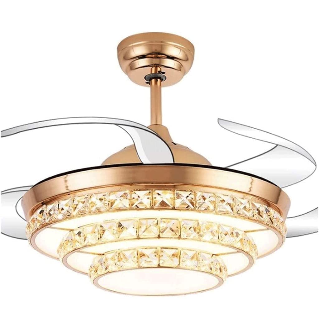 Ventilateurs de plafonds LED or avec télécommande pour salon et chambre