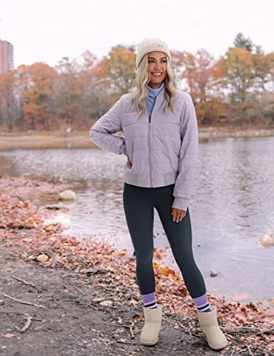 Image of CRZ YOGA Fleece Lined Leggings Pockets 25'' - Thermal High Waisted Casual Lounge Workout Womens Yoga Pants Winter Warm