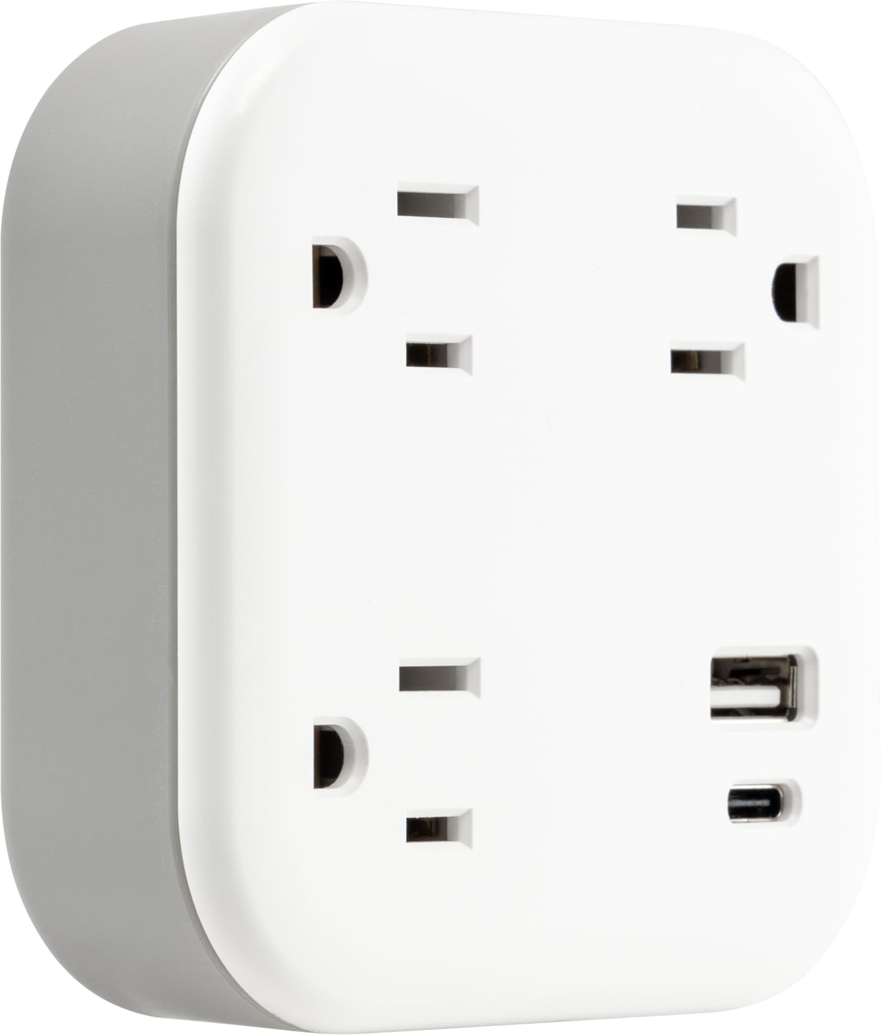 GE UltraPro 3-Outlet Surge Protector Wall Tap, 980J, USB-C & USB-A Ports, Adapter-Spaced Outlets, Circuit Breaker, ETL Certified, Low-Profile Design, White, 85875