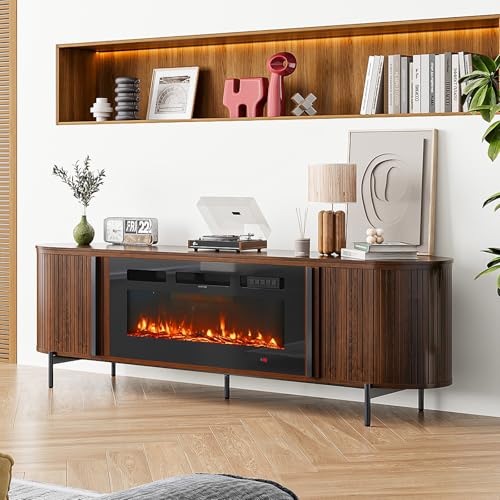 Nordivale Luxury 70″ Fluted Fireplace TV Stand Review: Modern Chic Entertainment Center for TVs Up to 80