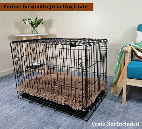 Poohoo Soft Plush Dog Bed,Dog Crate Bed Pet Cushion Pet Pillow Bed Washable,Non-Slip Crate Dog Bed Crate Mat Pet Bed For Medium Large Dogs (X-Large, Camel) #TOP3