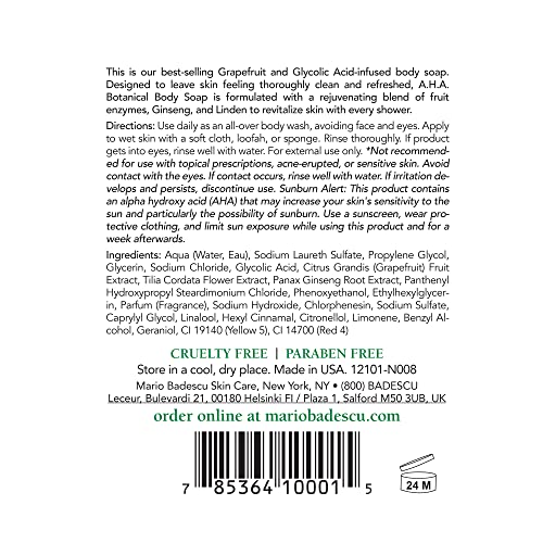 Mario Badescu Aha Botanical Body Wash Moisturizing, Clarifying And Gentle Exfoliating Body Wash For Brighter, Softer And Smoother Skin, Body Soap Infused With Glycolic Acid & Fruit Enzymes, 8 Fl Oz #TOP6