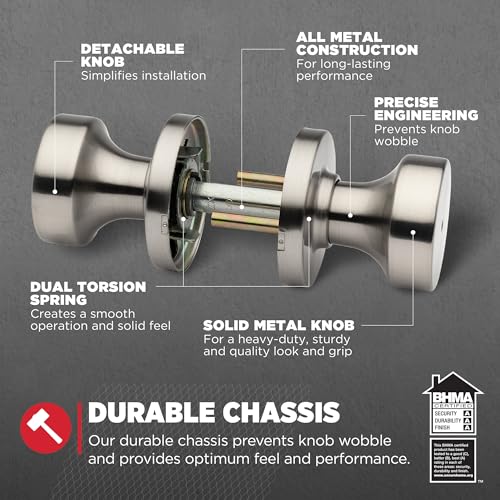 Image of Kwikset Pismo Interior Round Privacy Door Knob with Lock, Door Handle for Bathroom and Bedroom, Gunmetal Keyless Turn Lock Doorknob