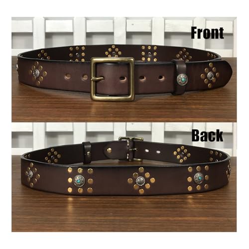 Men's belt,Mens Leather Rivet Belt, Hand Studded Vintage Cowboy Biker Punk Hip Hop Belt3