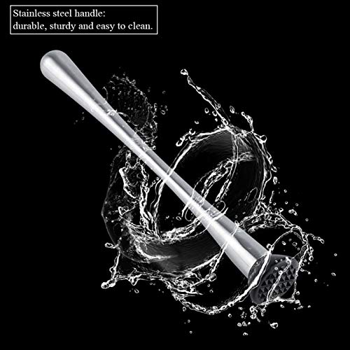 Long Stainless Steel Cocktail Muddler, 11Inch Professional Drink Muddler Bar Cocktail Muddler Fruit Mixer Diy Drink Wine Barware Tool #TOP3