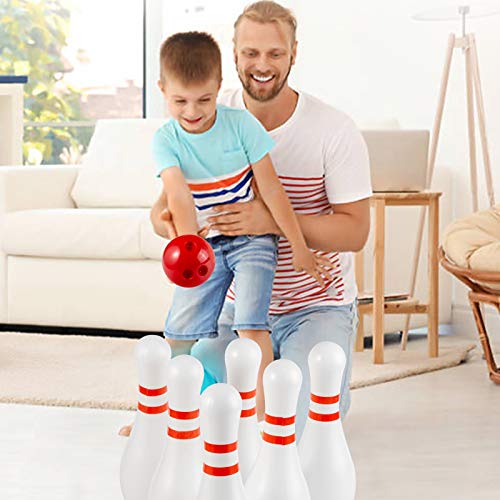 Puzzle King Light Up Kids Bowling Set Includes 6 Pins And 1 Ball Bowling Pins Toy Set For Kids Toddler Indoor & Outdoor Games For Boys Girls 7 Pcs, Height 7.87Inch #TOP4