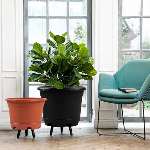 KPUVX Outdoor Flower Pots 5 Packs 13 inch pots for Plants Modern Decorative Garden Pot with Saucer, Lightweight Large Plastic Planters for Indoor Plants,Decorative Plastic Plant Pots by KPUVX - Image 6