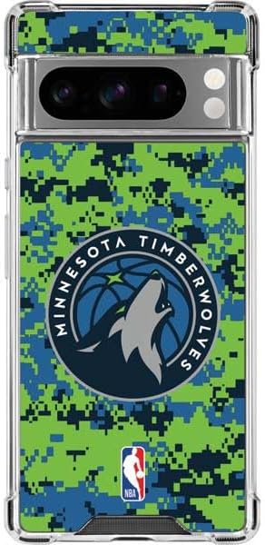 Skinit Clear Phone Case Compatible with Google Pixel 8 Pro - Officially Licensed NBA Minnesota Timberwolves Digi Camo Design