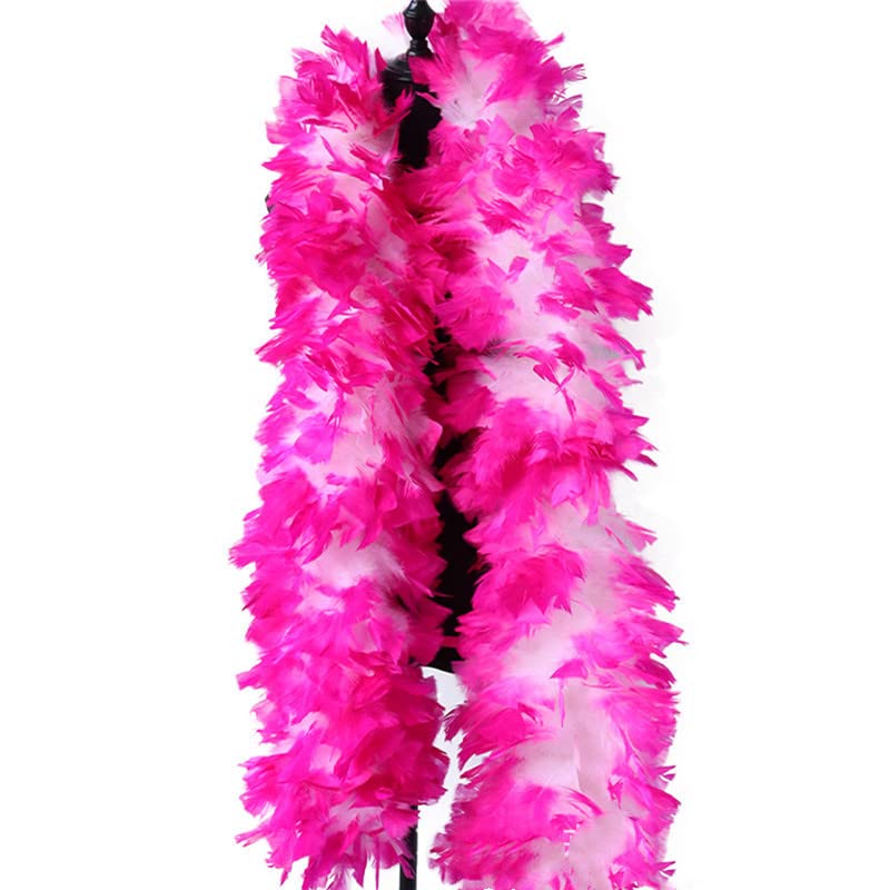 Federboa Weihnachtsboa, 200CM Federboa zum Basteln Flauschige Truthahnfedern Federboa DIY Frauen Verkleidung Dekorationen Federstola Federschal für Weihnachten Karneval Theater -Rose + Weiß