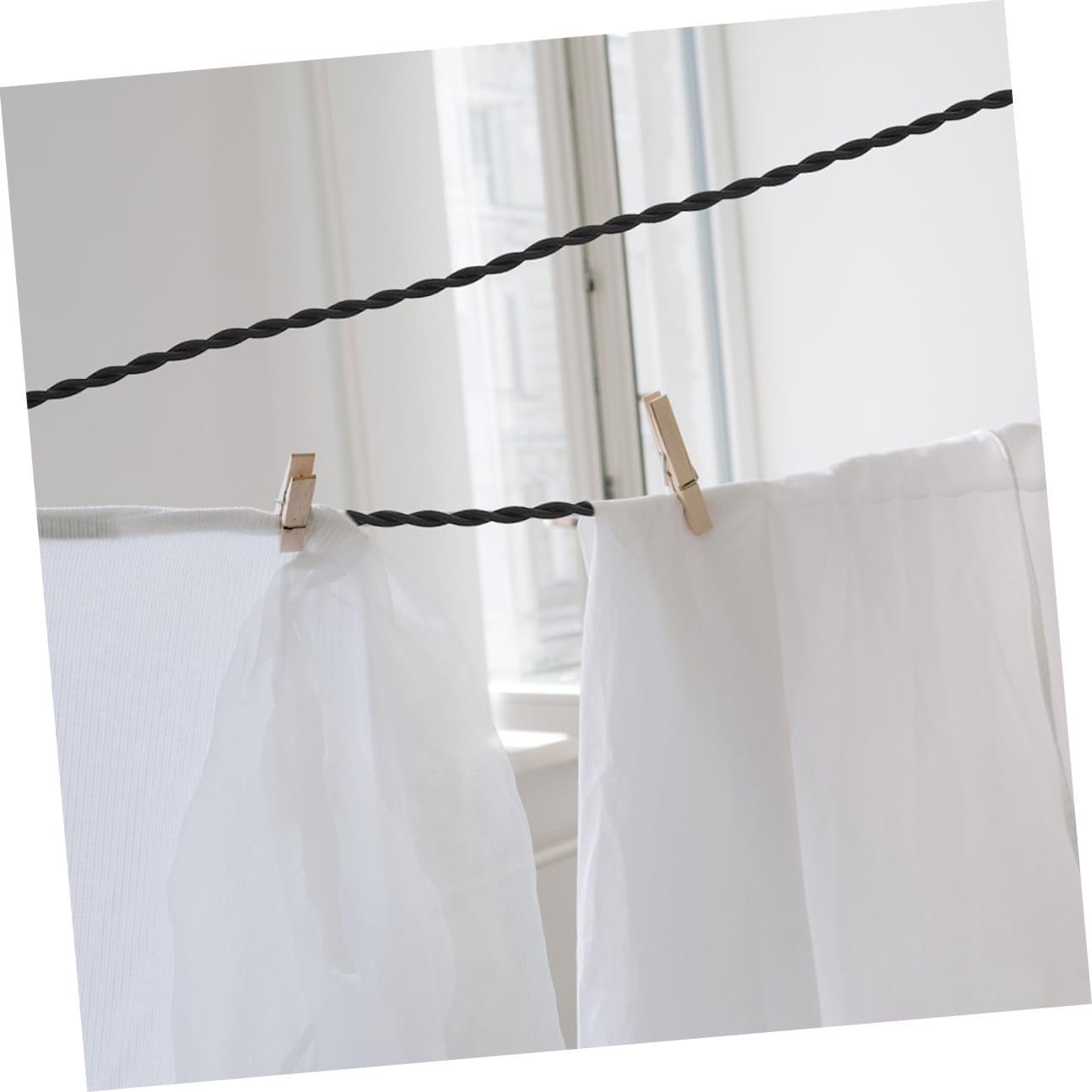 NUOBESTY 2pcs Retractable Travel Clothesline Rope with Hooks Elastic Portable Clothes Line for Indoor Outdoor Camping Hotel Balcony Drying, 1.5m and 3 Meter Length