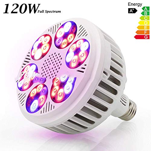 120W LED Plant Growth Bulb for Indoor Plants, E27 Full Spectrum Plant Light, for Flowering and Results in hydroponic Growth Greenhouse Plant Succulent Lighting