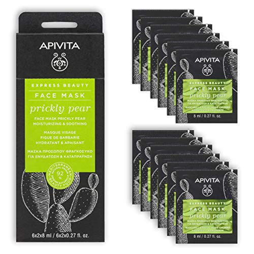 Apivita Face mask with prickly pear, moisturizing and soothing, 6 x 2 x 8 ml
