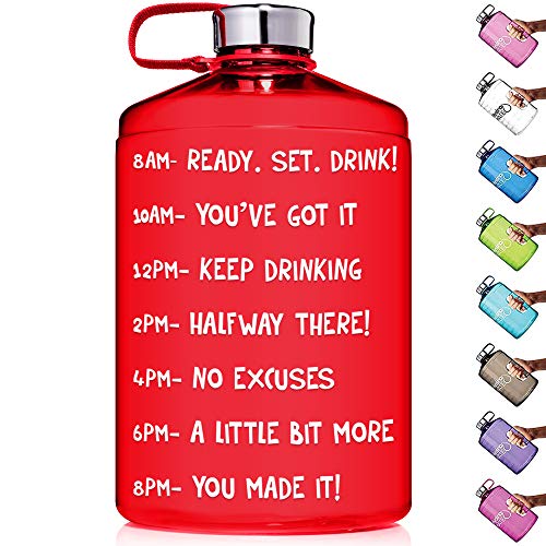 HydroMATE 1 Gallon Motivational Water Bottle with Time Marker Large BPA Free Jug