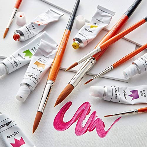 kingart radiant 6000-180 round series premium golden synthetic brushes for acrylic oil and watercolor