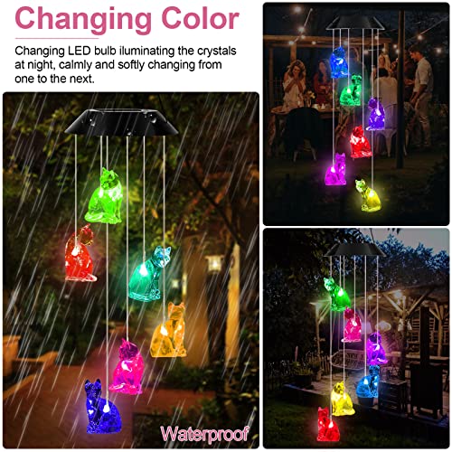 Cat Wind Chimes,Solar Cat Chimes For Outdoor,Cat Solar Wind Chimes For Garden Decor,Cat Chimes Gifts For Women Birthday/Christmas/Mother's/Thanksgiving Day #TOP5