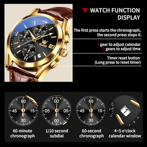OLEVS Men's Leather Chronograph Watch - image 5