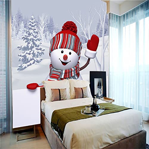 ZCFGG Zelfklevend Behang Muurschildering 3D Muur Achtergrond Witte sneeuwpop kerst 130 x 80cm Moderne Wanddecoratie… - Afbeelding 5