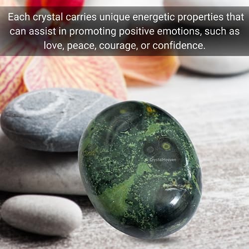 Image of Certified Kambaba Jasper Crystal Palm Pebbles Stones for Anxiety Stress Relief Massage - AAA Grade Original Healing Gemstone Agate Palm Stone for Yoga Meditation Spiritual Reiki Feng Shui