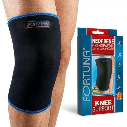 Image of Fortuna Neoprene Knee Support Brace – Compression Sleeve for Arthritis, Joint Pain, ACL, Meniscus Tear, Sports Injury Recovery – Knee Support for Men & Women (Large)
