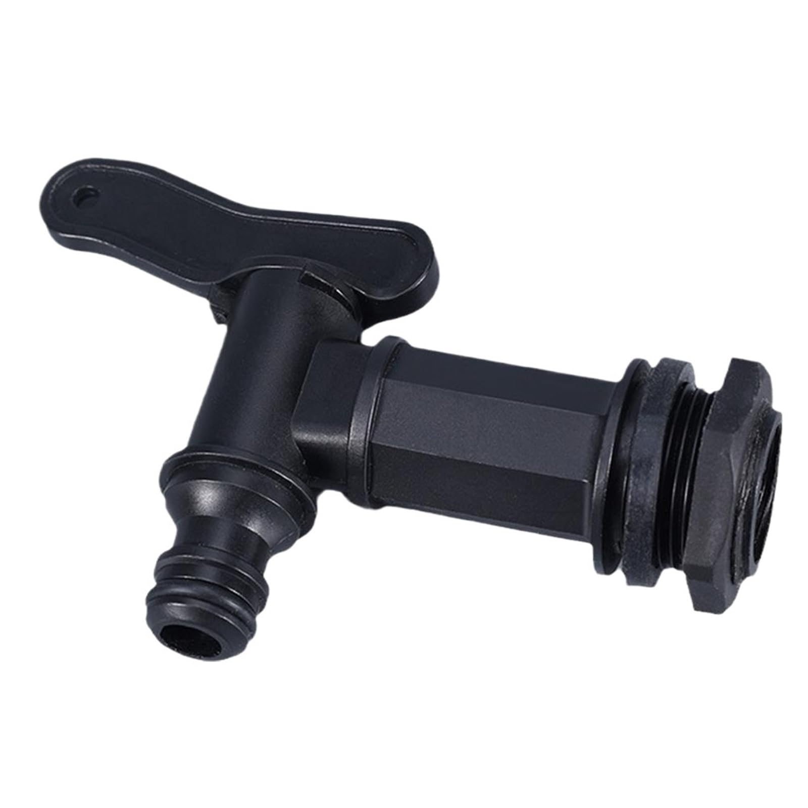 Aejhsin Black Garden Faucet Water Butt Tap Adapter Home Garden Faucet Sturdy Plastic Barrel Tank Spout Valve