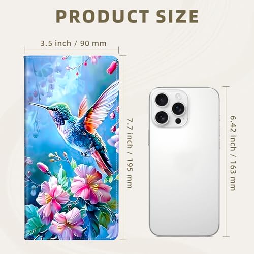 RFID Blocking Leather Wallet for Women and Men, Colorful Hummingbird Compact Bifold Credit Card Holder with RFID Protection, Small Ladies Slim Minimalist Wallet3