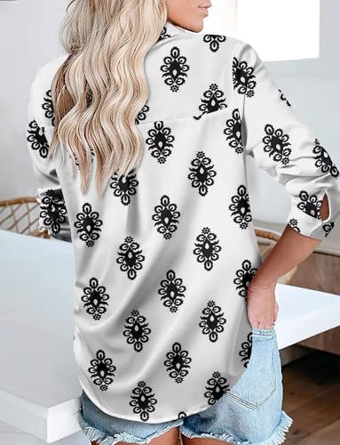 Image of Magritta Women's Shirts Fashion Casual Loose Fit Long Sleeve Button Down Lightweight Collared Blouse Tops
