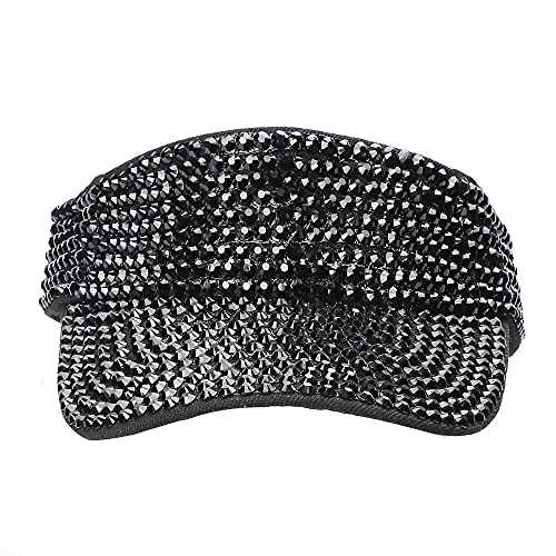 Image of Gudessly Shiny Rhinestones Sport Sun Visor Adjustable Summer Cap Visor Caps for Women Men