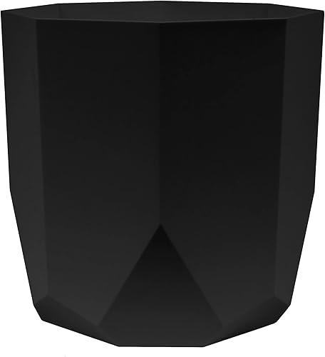 Bloem Tuxton - Maceta hexagonal moderna de 10 pulgadas color negro acabado mate resina duradera diseño moderno agujeros de drenaje opcionales para