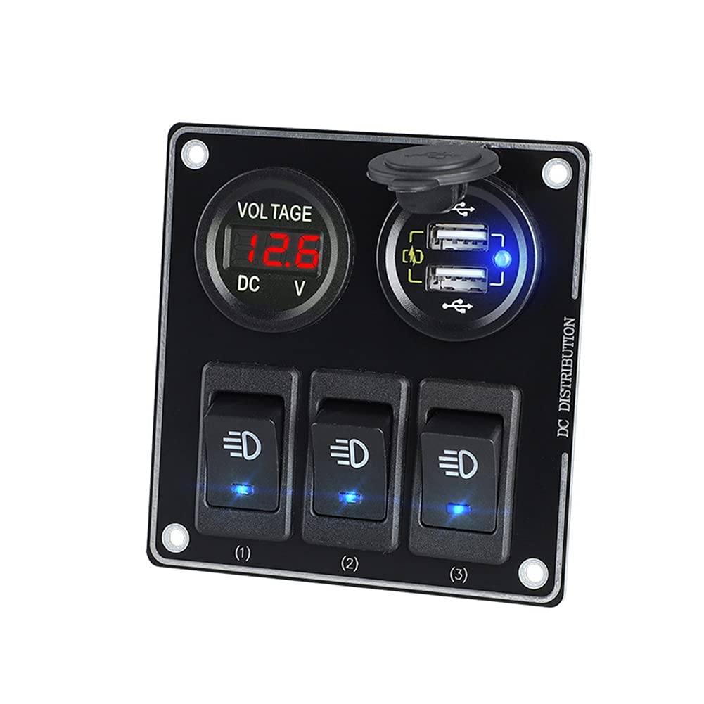 Pannello Impermeabile Doppia Presa USB Caricabatteria Da Auto LED