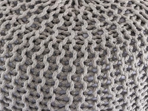 kreatives Wohnen Pouf Premium ø45cm Sitzhocker Strickpouf Innen Terrasse Pool Garten nachhaltig grau - Silbergrau