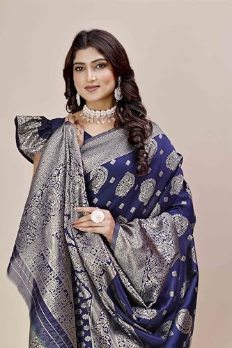 Image of Shasmi Women's Banarasi Saree Pure Kanjivaram Silk Saree Soft new ladies 2025 Design Wear Pattu Sarees Party Sari collections With Blouse Piece for Wedding sadi (PARI-218)