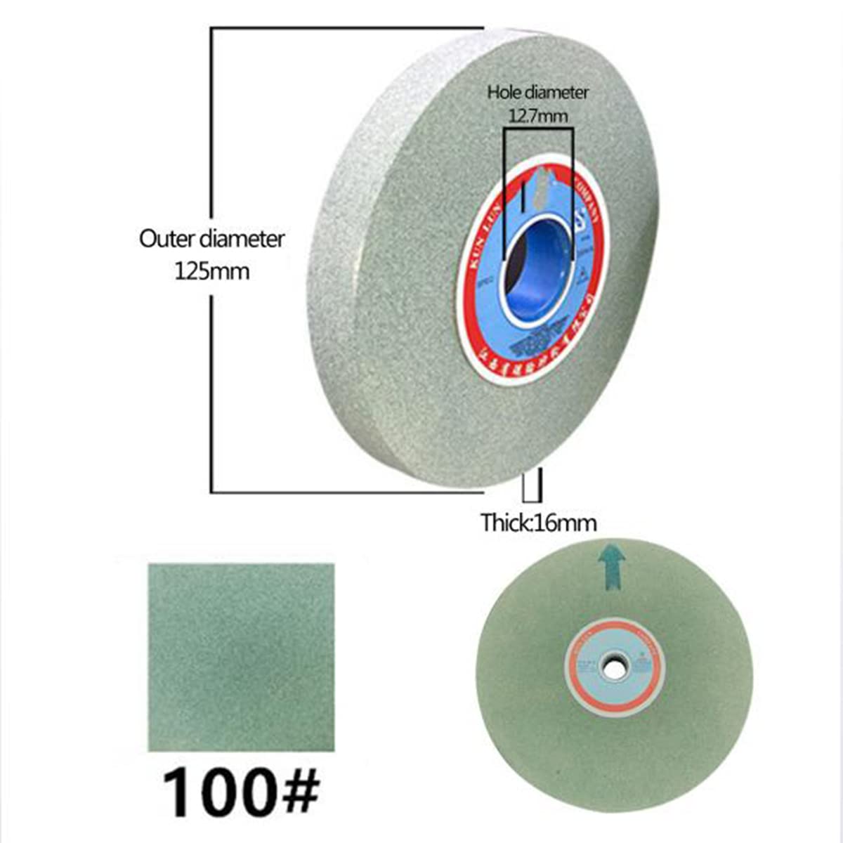 tarcze szlifierskie, 125 mm zielona tarcza szlifierska z węglika krzemu, płaska powłoką diamentową, adapter do tarczy szlifierskiej/46#(100#)