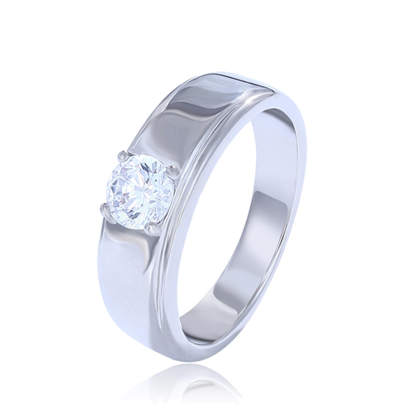 Anelli Matrimonio, Anello di Fidanzamento da 6MM Solitaire per Donne con Moissanite in 9K 14K 18K Oro Bianco da Donna