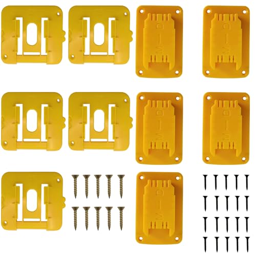 Power Tool Storage Kit 5 Packs Battery Holder for Dewalt 20V and 5 Packs Wall Mount Tool Holder for Dewalt 12V 20V Cordless Power Tool