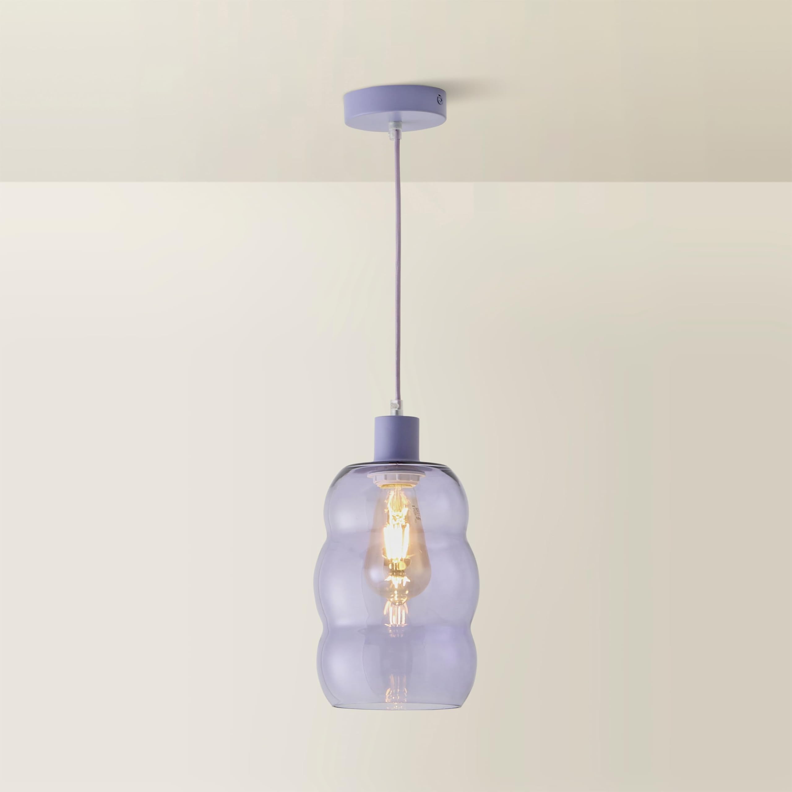 Lolly Lilac Glass Bubble Pendant Ceiling Light - ValueLights - Lilac Glass