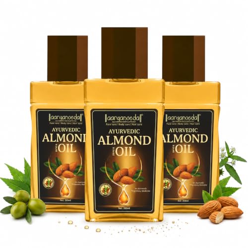 Image of Aryanveda Ayurvedic Almond & Olive Hair Oil With Italian Olive & Mamra Badam, Anti - Hairloss, Anti -Dandruff & Anti- Graying, For All Hair Types 200ml (Pack of 3)